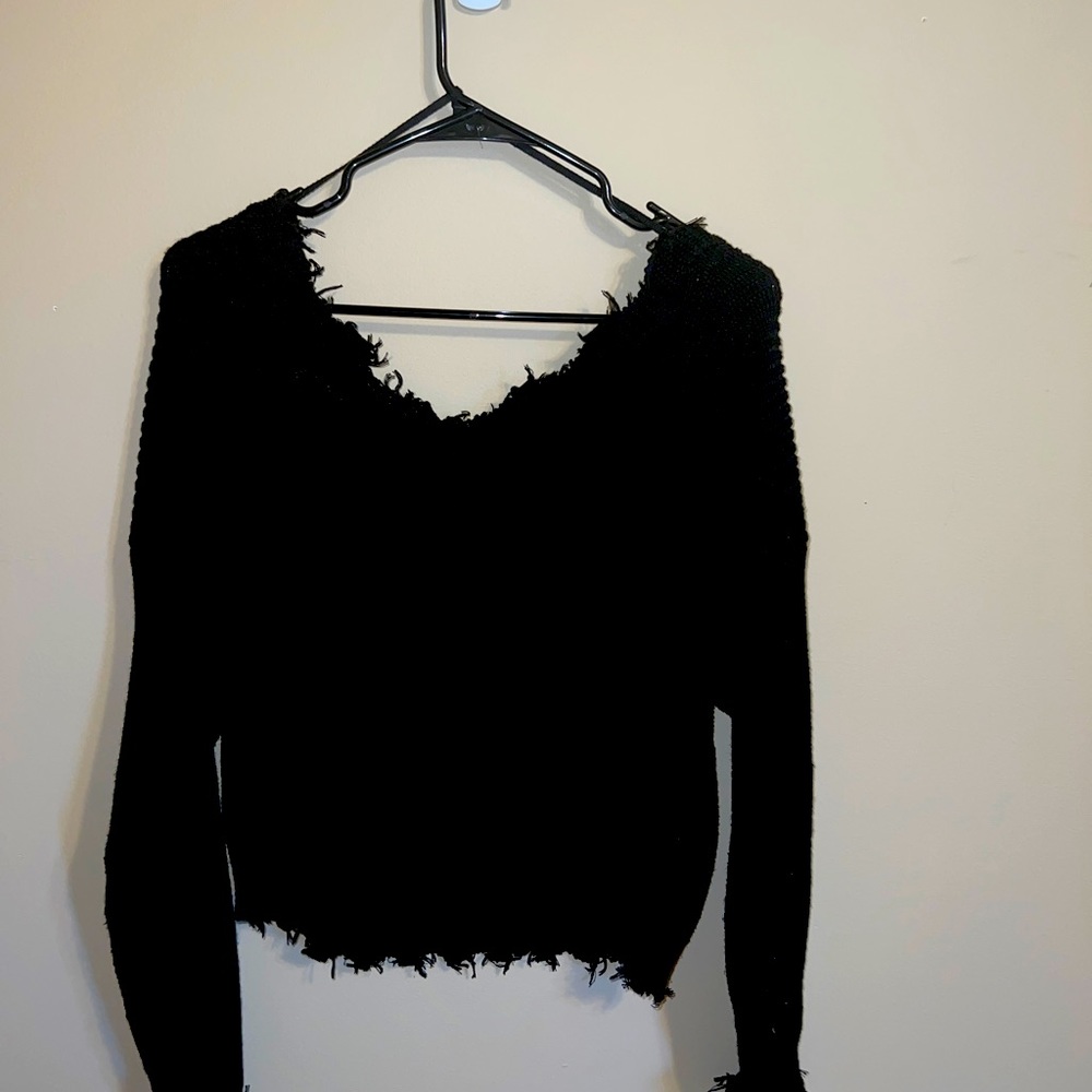 Black frayed sweater worn 3x forever 21